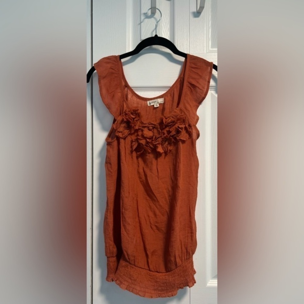 edge…Design by MINE burnt orange tank top